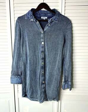 PBJ‎ Blues Navy Blue Snap Front Knit Sweater Jacket Womens M Y2K Vintage